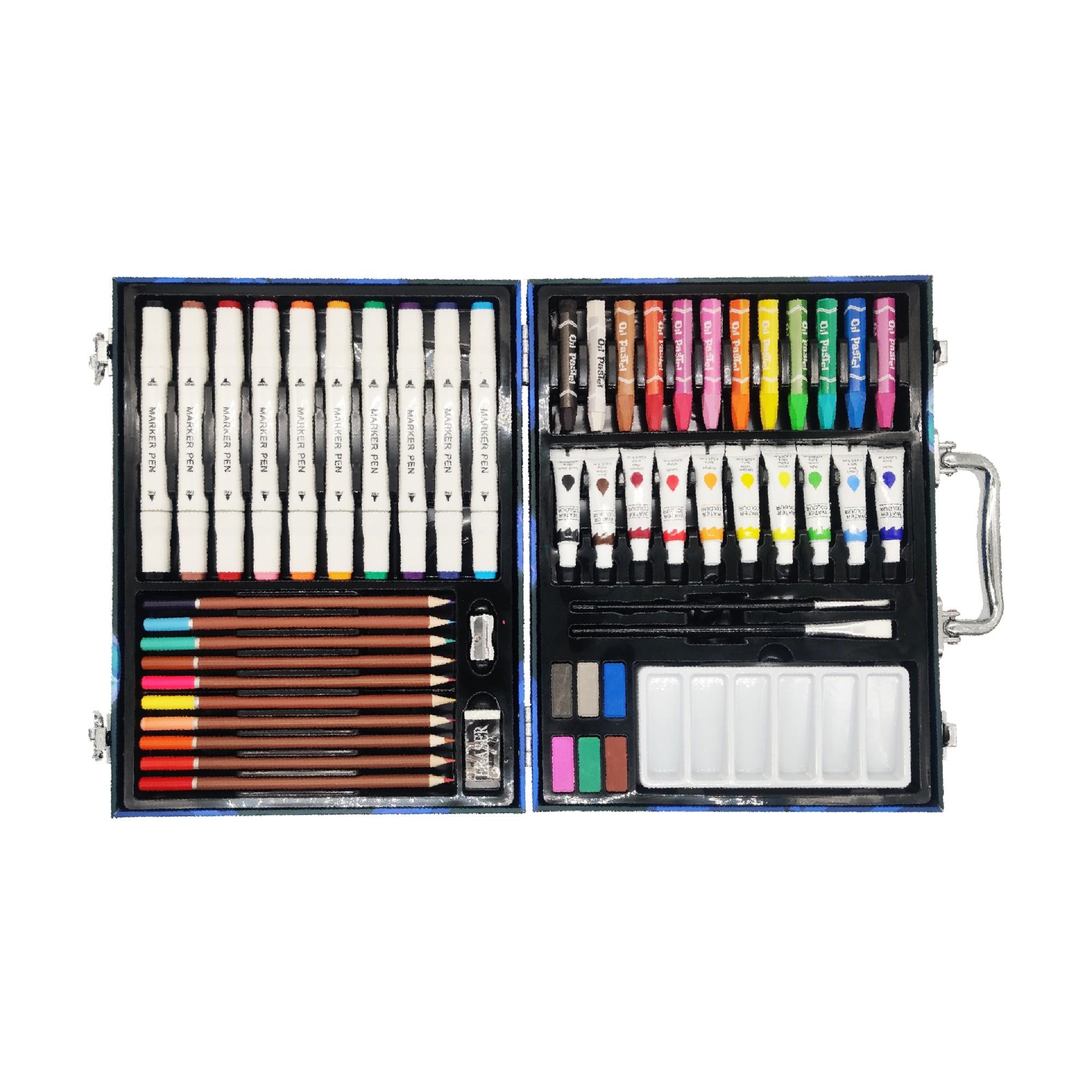53 Pieces Deluxe Drawing Art Set Kids School Drawing Art Stationery  Painting Set in Wooden Case