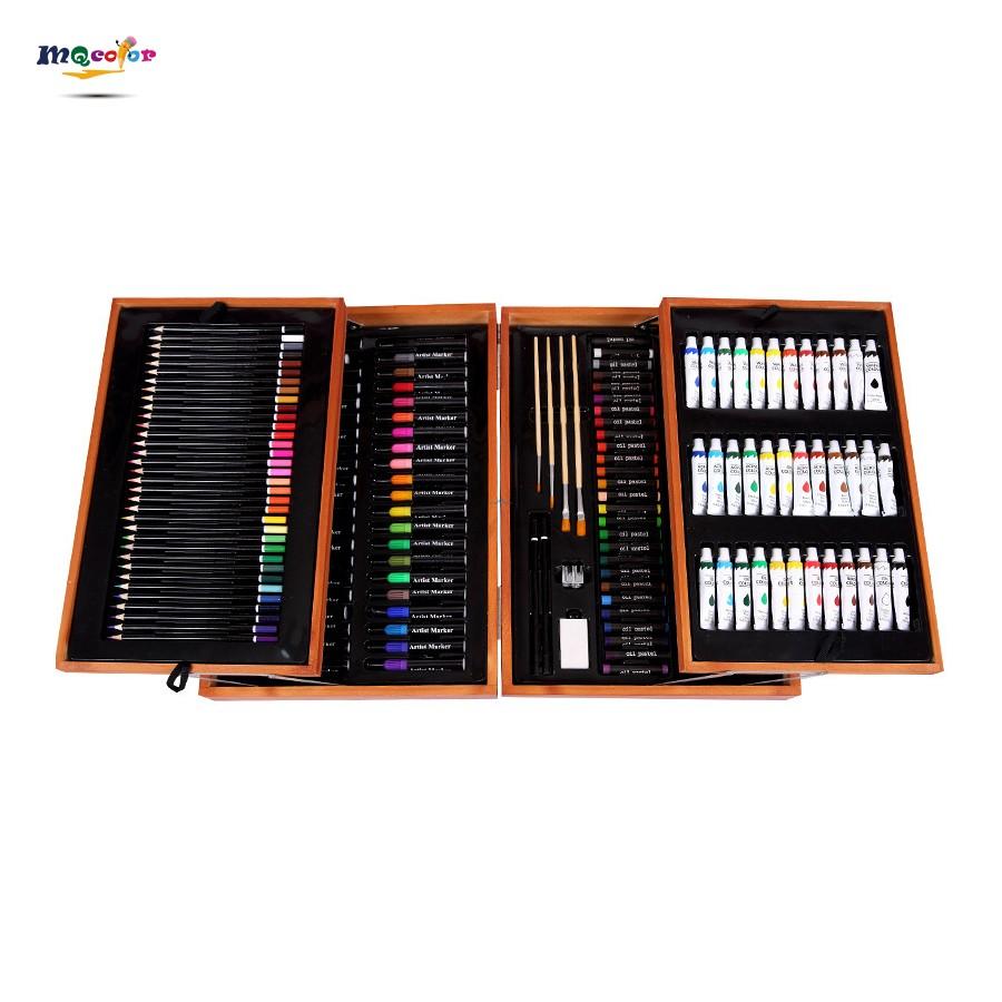 ART SET WITH Wood Case For Kids Teen Deluxe Wooden Box Artist Drawing Kit  Pencil $27.95 - PicClick