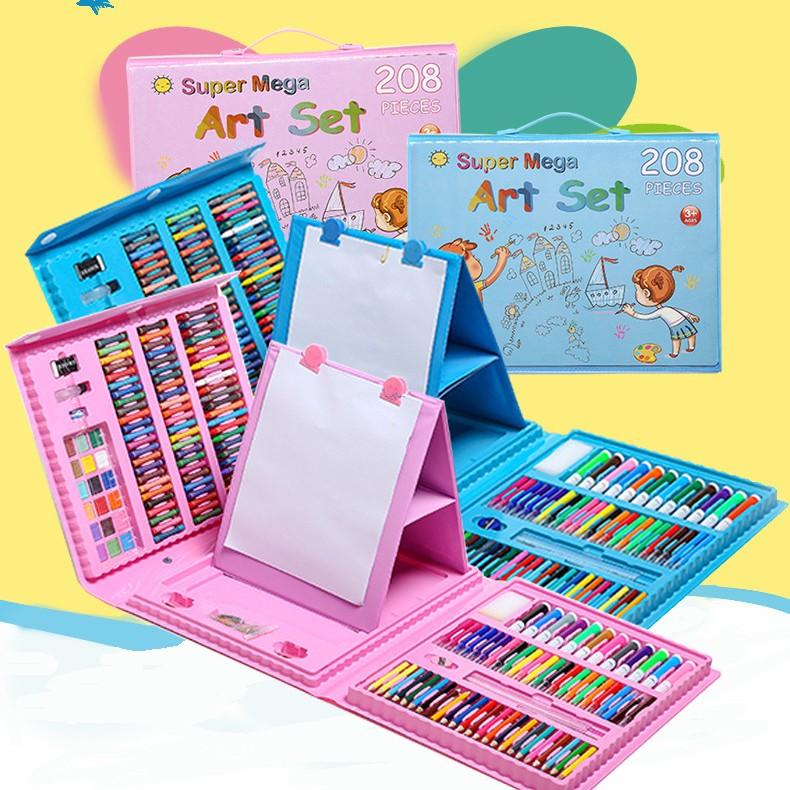 208 PCS Art Supplies,Drawing Art Kit Painting Art Set for Kids Girls Boys  Artist, Gift Box with Trifold Easel, Includes Pastels, Crayons, Colored
