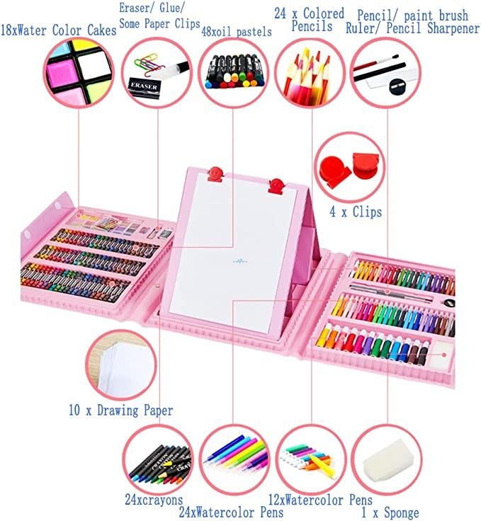 Generic Art Set Boys Girls Birthday Gifts Toys Kids Art Supplies Coloring  Case Kit Painting & Drawing Sets For Children 150 PCS Pink