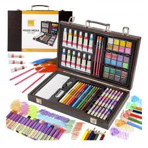 Art 73-Pieces Oil Pastel Marker Watercolor Paint Colored Pencil Deluxe Children Art Set With wooden Box