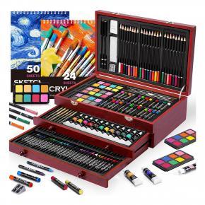 Professional Art Kit 175 Pcs Deluxe Art Supplies Set With Acrylic Paints Crayons Colored Pencils Paint Set For Kids