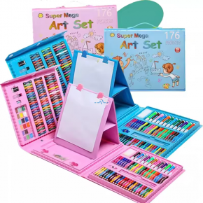 Multiple colors professional supplies safe 176 piece  arte coloring painting art set with drawing board for kids
