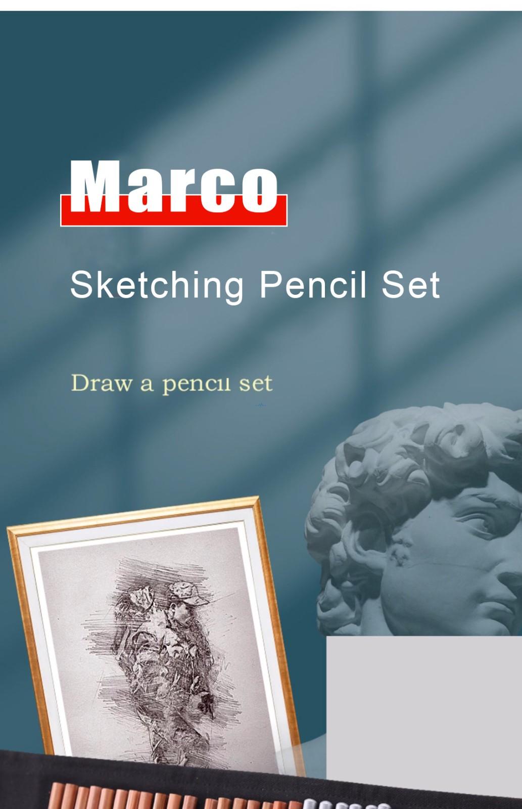 18pcs Sketching Pencils Case Marco Professional Drawing Kit with Paper  Erasers Knife Art School Supplies