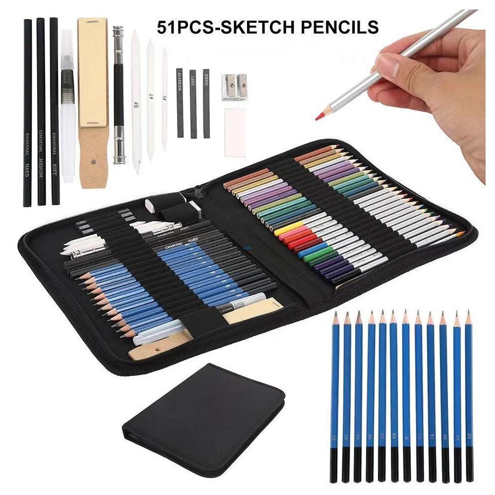 51-Piece Colored Pencils Set, Drawing Pencils and Sketching Kit, Complete Artist  Kit, Includes Graphite Pencils, Metallic Color Pencils, Water-soluble Color  Pencils Sketch Kit for Drawing